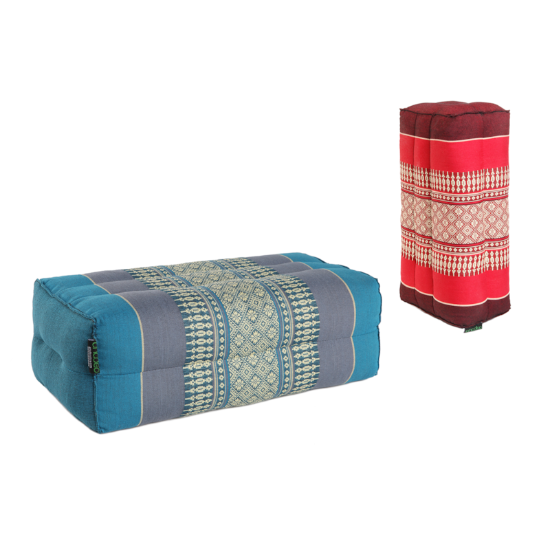 Standard - lot de 2 coussins de yoga et méditation zafu - rouge   turquoise