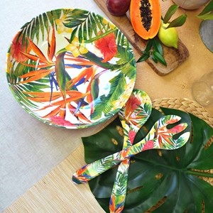 Saladier en mélamine - fleurs exotiques