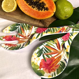 Couverts à salade en mélamine - fleurs