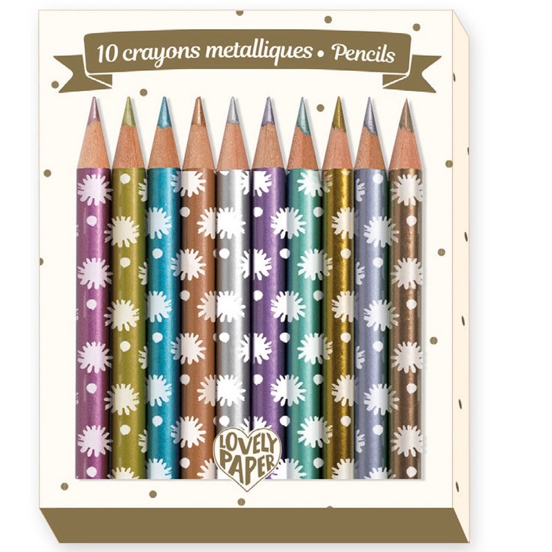 Djeco - 10 mini crayons métalliques chichi djeco