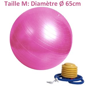 Ballon de yoga fitness rose- taille 65 c