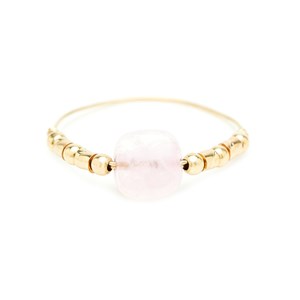 Bague cleo carrée - quartz rose