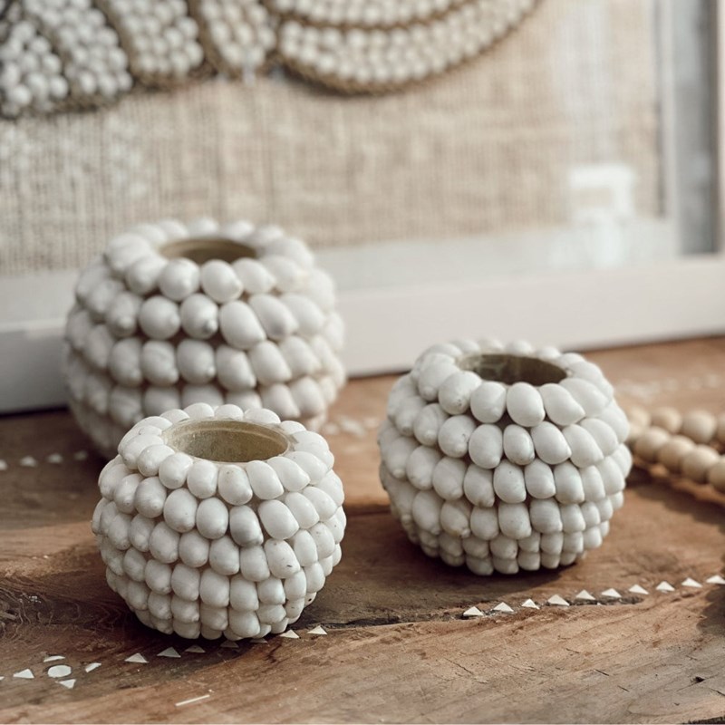 Bougeoir photophore en coquillages