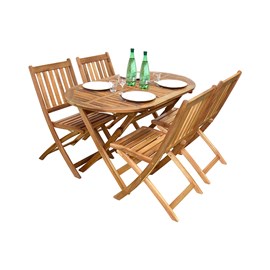 Salon de jardin ovale en acacia 4 places