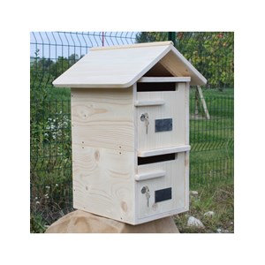 Boite aux lettres double toit bois