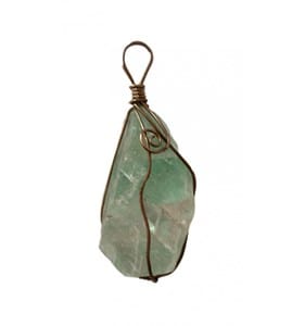 Pendentif brut enchassé en fluorite