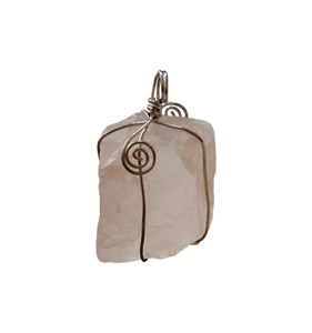 Pendentif brut enchassé cristal de roche