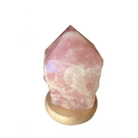 Lampe minérale quartz rose en pointe