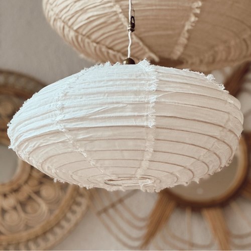 Terracotta - Suspension en lin wabi sabi ovale mini