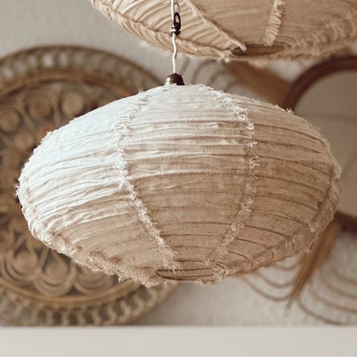 Terracotta - Suspension en lin wabi sabi ovale mini