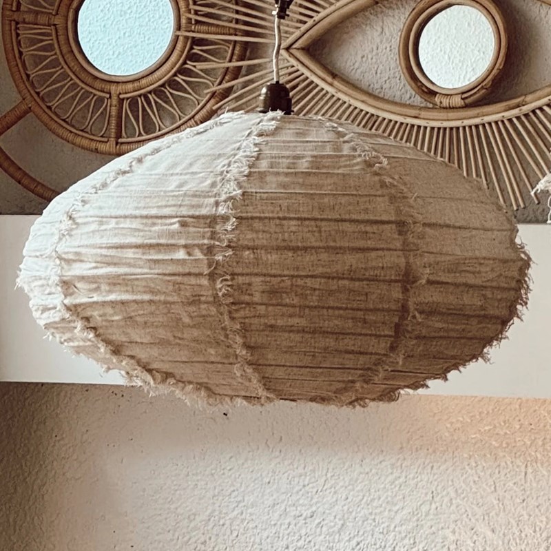 Suspension en lin wabi sabi ovale mini (Terracotta) - Image 1