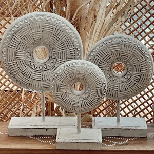 Disque en bois sur socle L