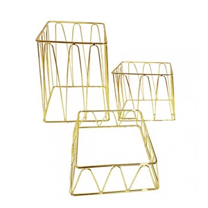 Supports buffet carrés dorés - lot de 3