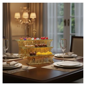 Supports à dessert dorés - lot de 3