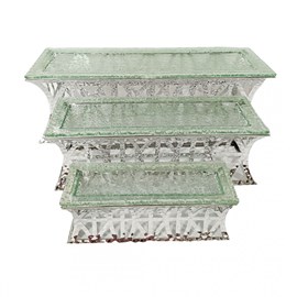 Supports à dessert argent - lot de 3