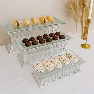 Supports à dessert argent - lot de 3