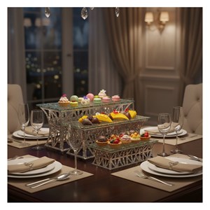 Supports à dessert argent - lot de 3