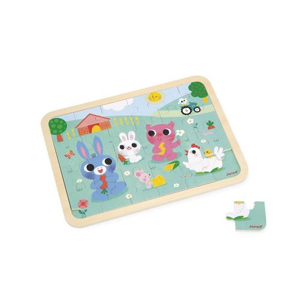 Puzzle en bois janod à la ferme 24 pièce