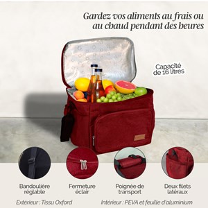Sac isotherme 16 l - bordeaux