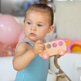 Bus en bois & silicone - rose