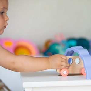 Bus en bois & silicone - rose