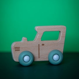 Tracteur en bois & silicone - vert