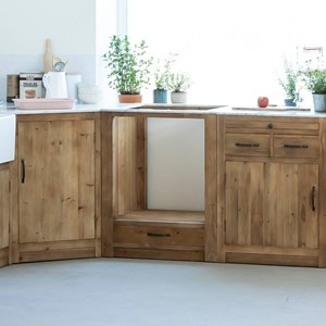 Meuble bas de cuisine en bois et marbre