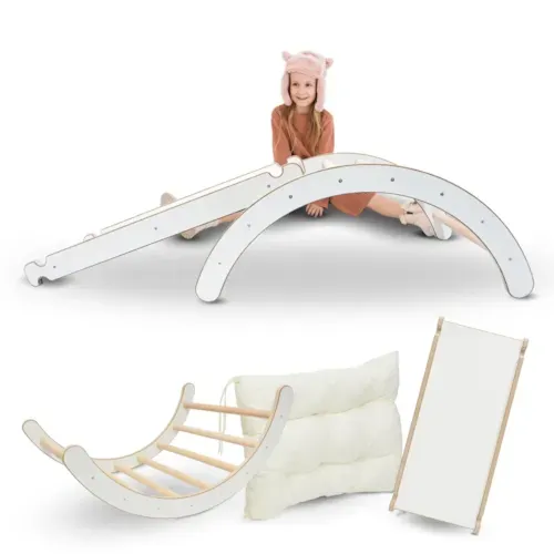 Mamoi - Ensemble 3-en-1 arche, coussin et toboggan enfant en contreplaqué