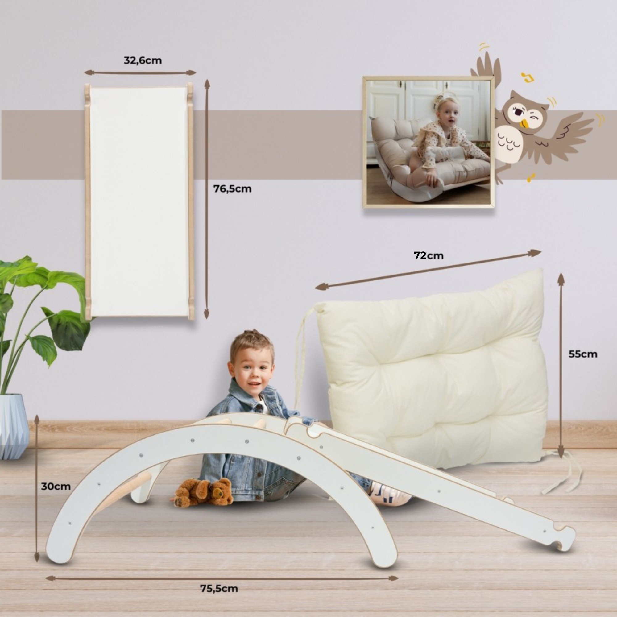 Cadre d'escalade à l'intérieur. Triangle d'escalade pliable 7 en 1 avec toboggan. Arche d'escalade pour la maison | Leroy Merlin