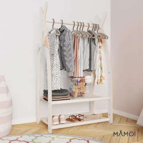 Mamoi - Portant chambre enfant mamoi en bois blanc 53×32×95 cm beige