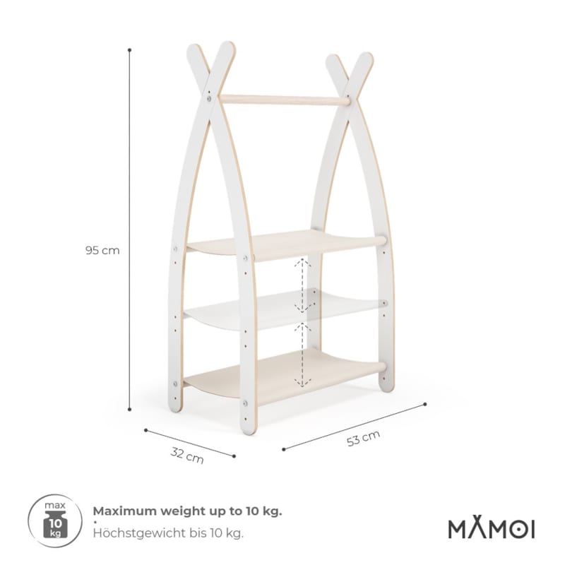 Portant chambre enfant mamoi en bois blanc 53×32×95 cm beige (Mamoi) - Image 2