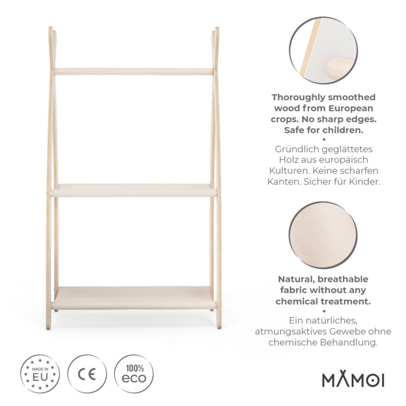 Portant chambre enfant mamoi en bois blanc 53×32×95 cm beige (Mamoi) - Image 3