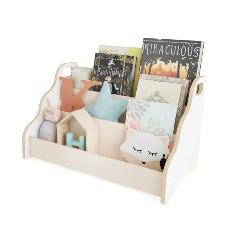 Caisse à livre montessori 52×25×64 cm bois naturel blanc bois (Mamoi) - Image 1