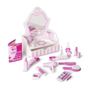 Coiffeuse en bois avec accessoires