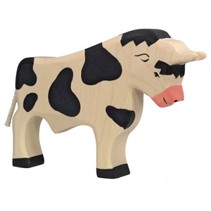 Figurine taureau, noir et blanc