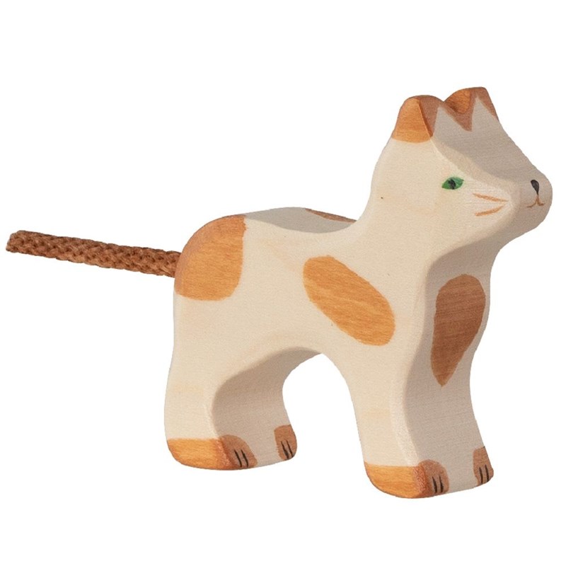 Figurine chat, marron et blanc