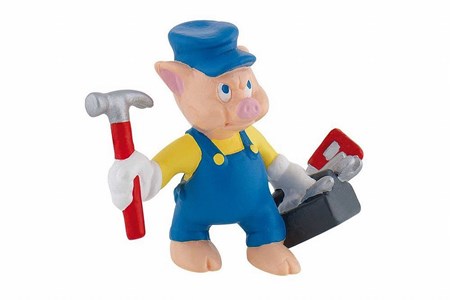 Figurine 3 petits cochons mécanicien