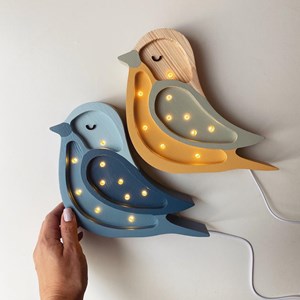 Lampe veilleuse oiseau bleu denim