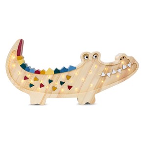 Lampe veilleuse crocodile bois naturel