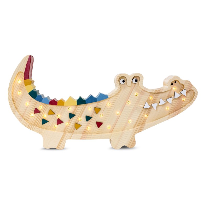 Lampe veilleuse crocodile bois naturel (Little Lights) - Couverture