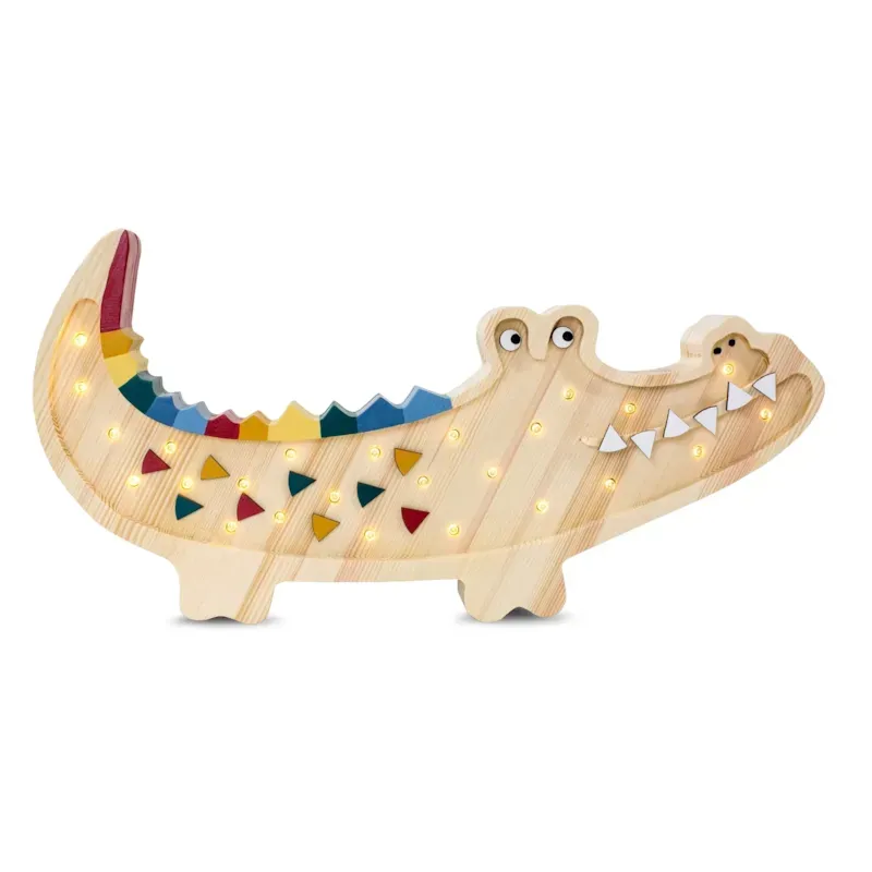 Lampe veilleuse crocodile bois naturel (Little Lights) - Image 1