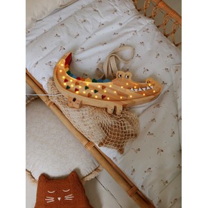 Lampe veilleuse crocodile bois naturel
