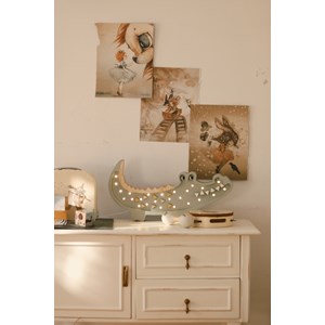 Lampe veilleuse crocodile kaki pastel