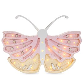 Lampe veilleuse papillon fraise crème