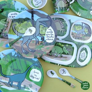 Assiette plateau à compartiments dinosa