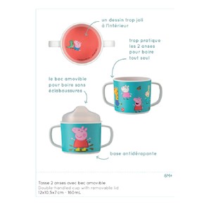 Tasse deux anses avec bec amovible peppa