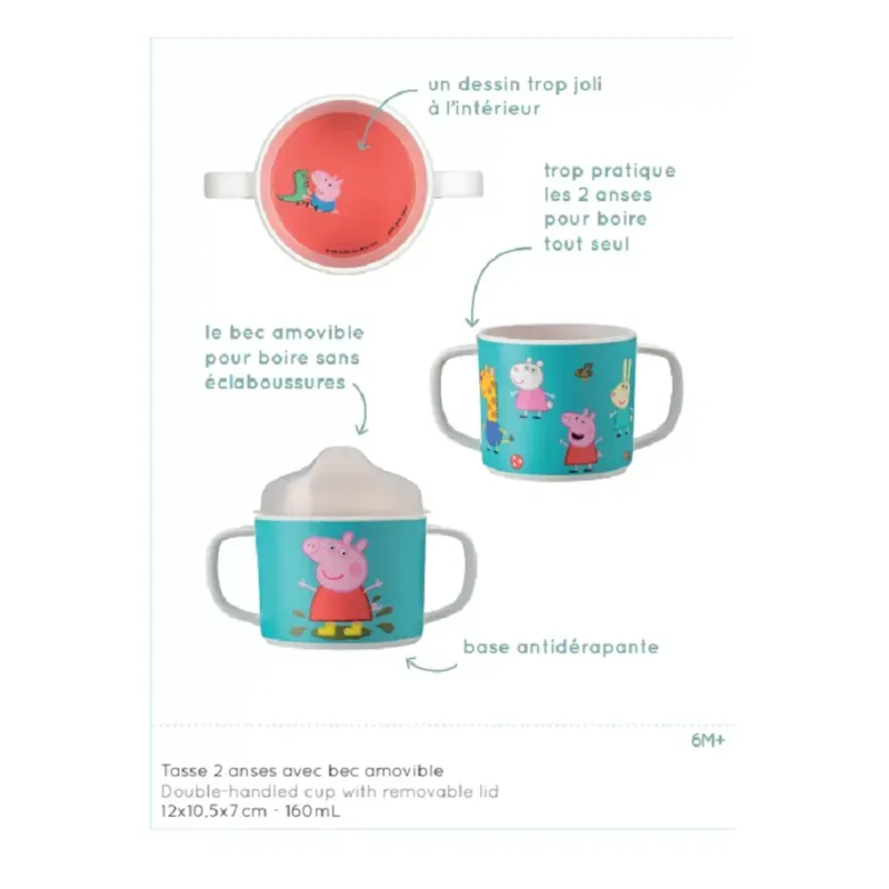 Tasse deux anses avec bec amovible peppa (Petit Jour) - Image 4