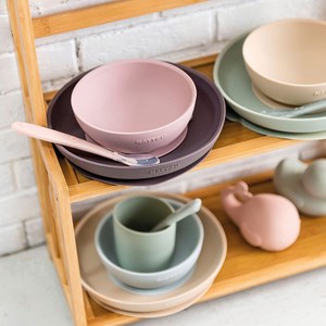 Set repas en silicone rose
