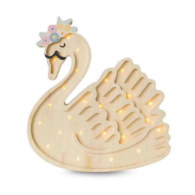 Lampe veilleuse cygne bois naturel