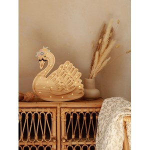 Lampe veilleuse cygne bois naturel